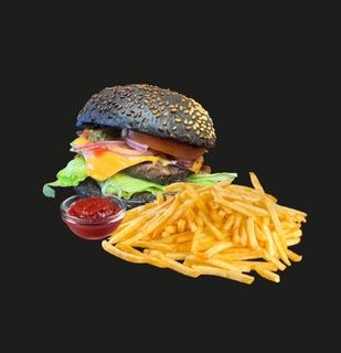 Melnā brieža gaļas burgera komplekts